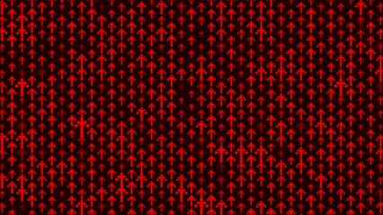 Animation arrow pointing up on black glow isolated background in alpha channel. suitable for business, investment, financial, and success