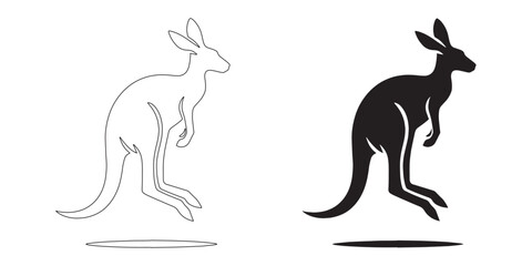 Unique kangaroo silhouette with clean line art – ideal for stock and creative branding projects – kangaroo icon – kangaroo illustration – kangaroo lineart

