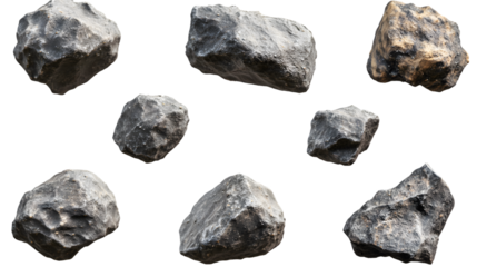 Asteroids Collection: Striking Set of Space Rocks on White Background