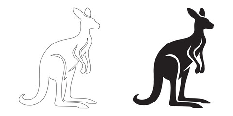 Majestic kangaroo silhouette designed with elegant vector lines – ideal for wildlife and outdoor branding – kangaroo icon – kangaroo illustration – kangaroo lineart

