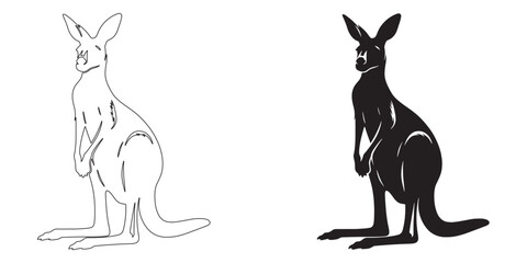 Beautiful kangaroo silhouette with smooth vector lines – sleek design for digital and nature projects – kangaroo icon – kangaroo illustration – kangaroo lineart

