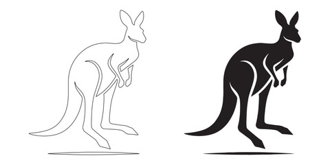 Simple and elegant kangaroo silhouette designed with clean vector lines – perfect for creative use – kangaroo icon – kangaroo illustration – kangaroo lineart

