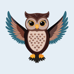 Happy Owl with Spread Wings