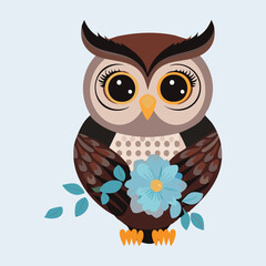 Blushing Owl Holding a Flower