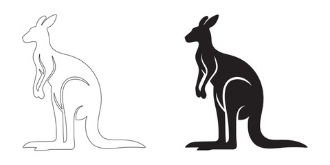 Sleek kangaroo silhouette in modern vector lines – perfect for creative projects and digital art – kangaroo icon – kangaroo illustration – kangaroo lineart

