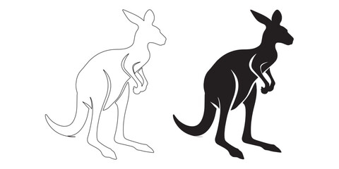 Detailed kangaroo silhouette in professional vector style – perfect for wildlife-themed projects – kangaroo icon – kangaroo illustration – kangaroo lineart

