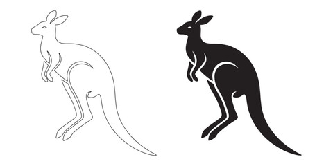 Majestic kangaroo silhouette with smooth vector lines – perfect for nature-inspired projects – kangaroo icon – kangaroo illustration – kangaroo lineart

