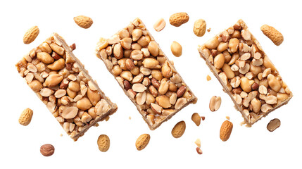 Delicious Peanut Bars Kozinaki Top View Isolated on White Background - Professional Food Photography
