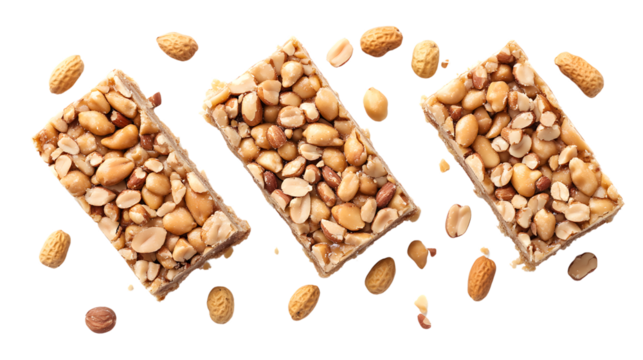 Delicious Peanut Bars Kozinaki Top View Isolated on White Background - Professional Food Photography