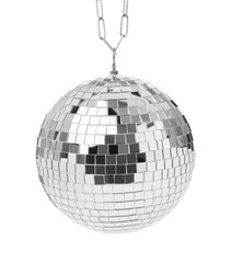 One shiny disco ball isolated on white
