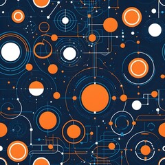 Abstract Geometric Pattern in Orange and Blue