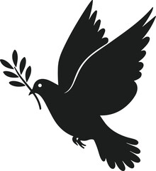 Peace Dove with Olive Branch Silhouette – Symbol of Hope and Unity Vector Art