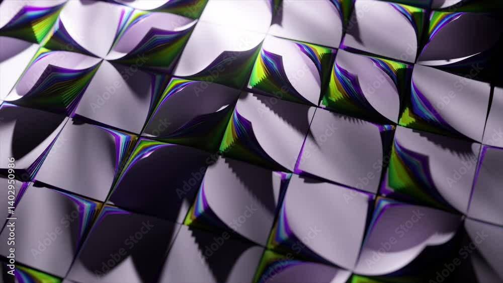 Poster geometric surface flowing dynamically, generating mesmerizing interplay of light and shadow with vib