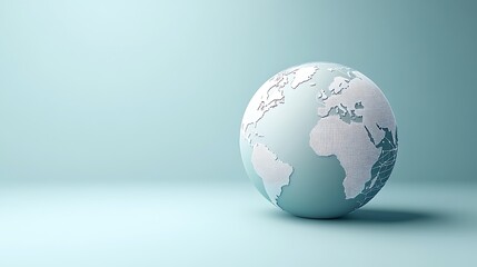 Digital Globe with Network Overlay on Blue Background, A digital globe with a network overlay on a light blue background