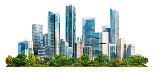 PNG Realistic modern cityscape architecture skyscrapers buildings.