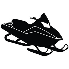 Black And White Snowmobile Illustration Winter Adventure Vehicle Silhouette Design.