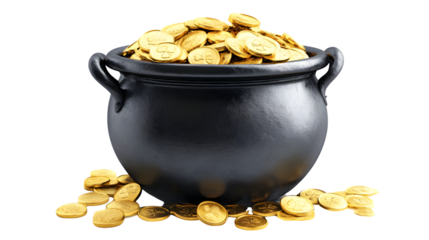 Leprechaun's Pot of Gold Glowing on White Background - St. Patrick's Day Concept