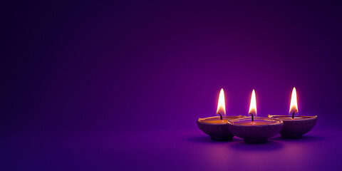 burning candle on a purple background