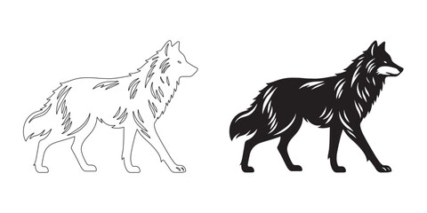 Elegant wolf silhouette in clean, professional vector style – perfect for nature projects – wolf icon – wolf illustration – wolf lineart

