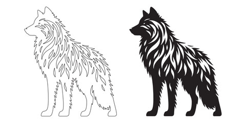 Simple wolf silhouette with modern vector lines – perfect for digital use and branding – wolf icon – wolf illustration – wolf lineart

