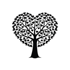 Vector illustration of a decorative, abstract tree with hearts on a white background vector illustration