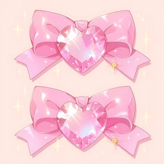 Fototapeta premium Pink Bow Heart Decorations