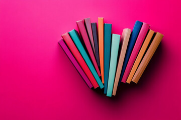 Colorful books arranged in a vibrant fan shape joyful reading experience