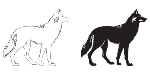 Creative wolf silhouette in professional vector format – perfect for digital artwork – wolf icon – wolf illustration – wolf lineart

