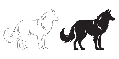 Simple yet striking wolf silhouette with smooth, sleek lines – ideal for nature branding – wolf icon – wolf illustration – wolf lineart

