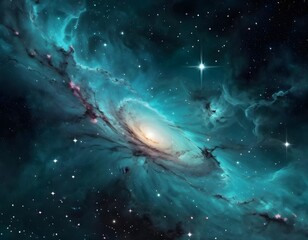 Teal Nebula in Deep Space