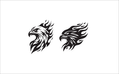 Obraz premium Eagle Silhouette Vector Icons: Flying Predator Bird Logos & Head Designs