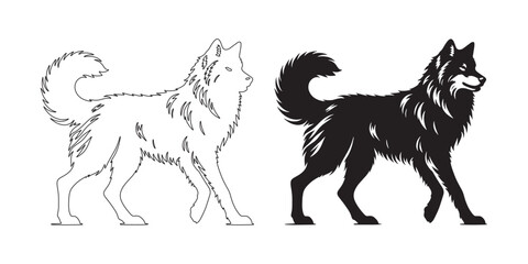 Wild wolf silhouette in sleek line art – perfect for digital artwork and logos – wolf vector – wolf illustration – wolf lineart

