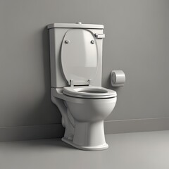 3D Cartoon Toilet Bowl with Tank - Plastic Style Icon Isolated on White