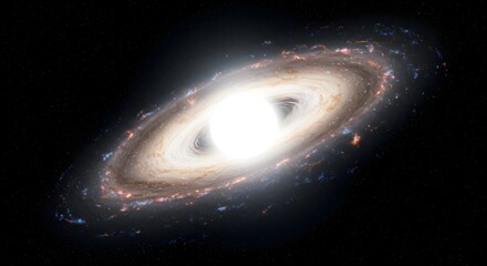 Naklejka premium Blazing Galactic Core with Radiating Arms in Deep Space