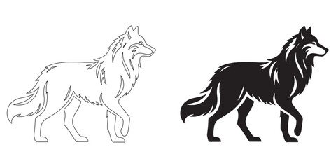 Bold wolf silhouette in sleek vector style – wolf vector – wolf illustration – wolf lineart – wolf icon – wolf line art

