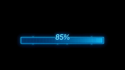 Sleek Futuristic Glowing Blue Loading Bar 85% Progress