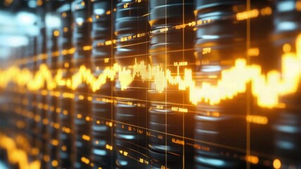 Dynamic stock market data is captured and transformed through intricate visualizations, showcasing fluctuations and trends within a bustling trading environment - Powered by Adobe