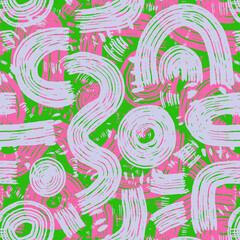 Vibrant gen z seamless grunge-style abstract pattern with bold pink and green hand-drawn brushstrokes for modern pop and street art aesthetics

