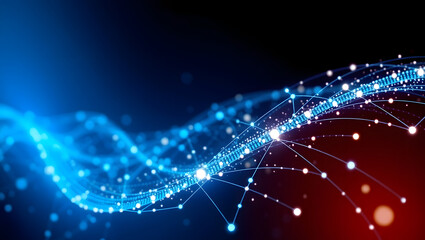 Fototapeta premium Abstract Technology Background Glowing Dots and Dynamic Network