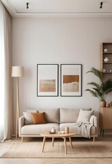 Cozy Beige Living Room Interior with Modern Decor