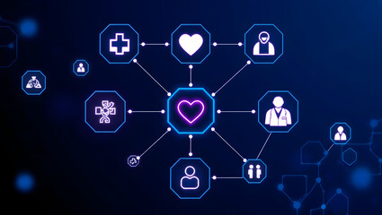 Fototapeta premium Futuristic Medical Technology Network Healthcare Innovation & Connectivity