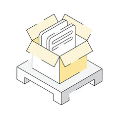 Ready to use isometric icon showing open package