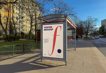 Bus Station Poster PSD Mockup