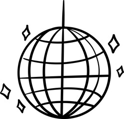 Hand-drawn Disco Ball with Sparkling Accents