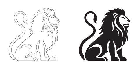 Wild lion silhouette with sleek, minimalist vector art – ideal for branding and nature projects – lion icon – lion illustration – lion lineart

