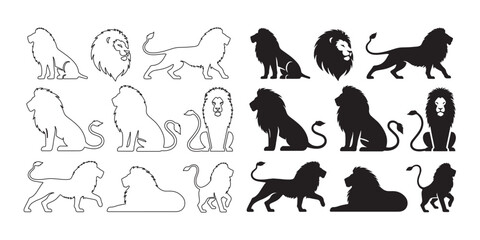 Striking lion silhouette with detailed vector art – ideal for wildlife and nature projects – lion icon – lion illustration – lion lineart

