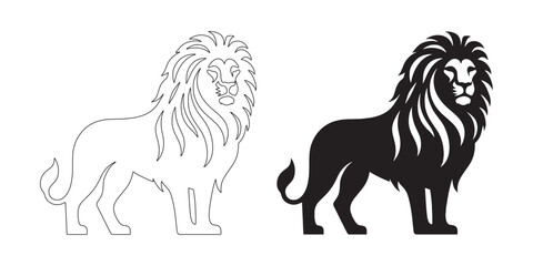 Bold and elegant lion silhouette in clean vector lines – perfect for creative use – lion icon – lion illustration – lion lineart

