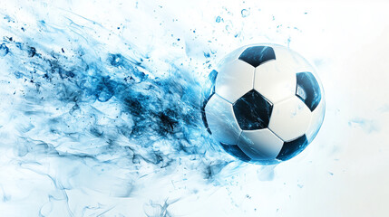 soccer ball on blue water splash