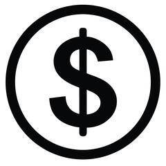 Dollar Sign Icon In Black Circle Financial Symbol Vector Illustration.