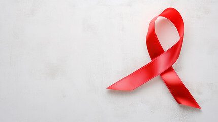 red aids awareness ribbon with copy space